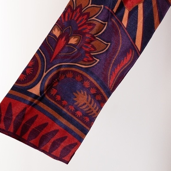 NEW Farm Rio Macaw Arabesque Mini Wrap Robe Dress Red Satin Size XS - Picture 7 of 14